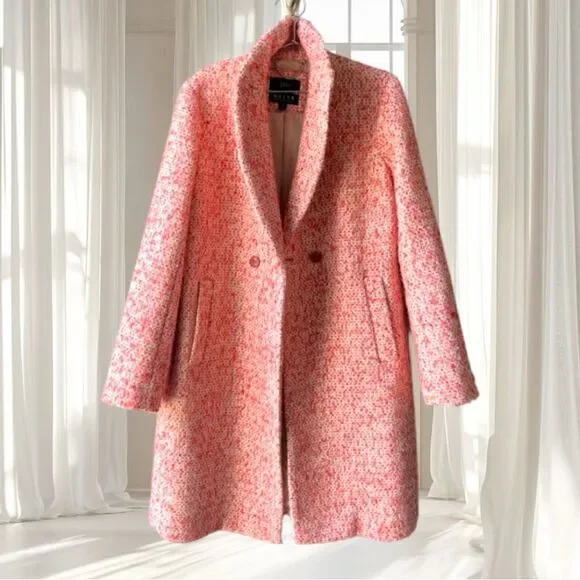J.Crew Nalya Italian Tweed Lady Coat Peach Pink Wool Blend Topcoat Size 4 - Picture 4 of 15